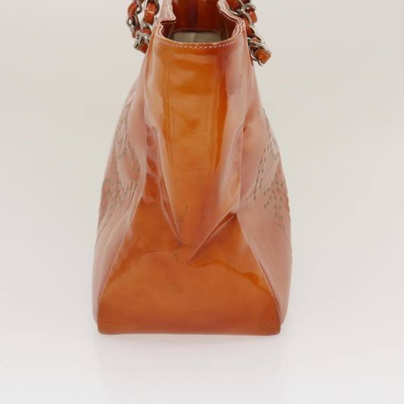 CHANEL Triple Coco Punching Tote Bag Enamel Orange CC Auth jk1312 - Picture 4 of 16
